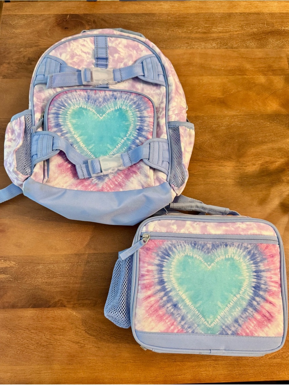 Pottery Barn Kids Tie-Dye Heart Backpack and Lunch Bag Set - Light purple